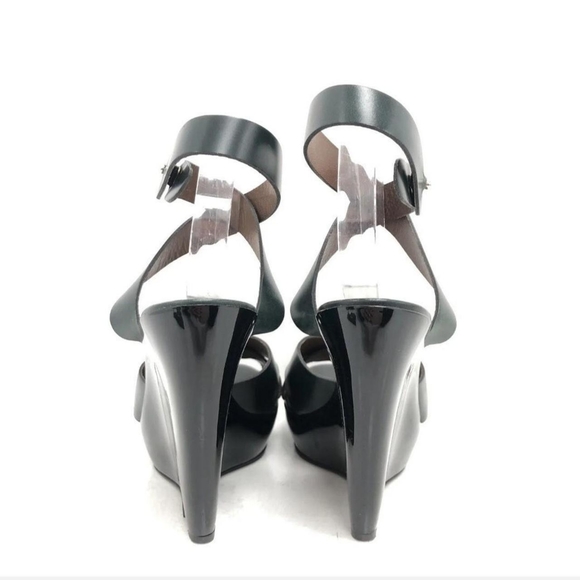 Marni dark green leather wedged sandals Size 39 uk 6 - Picture 3 of 4